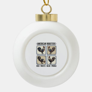 Amerikaanse Haan Retro Patriottisch Shirt Ontwerp_ Keramische Bal Ornament