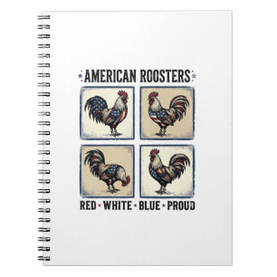 Amerikaanse Haan Retro Patriottisch Shirt Ontwerp_ Notitieboek