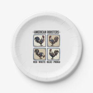 Amerikaanse Haan Retro Patriottisch Shirt Ontwerp_ Papieren Bordje