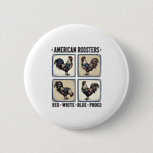 Amerikaanse Haan Retro Patriottisch Shirt Ontwerp_ Ronde Button 5,7 Cm