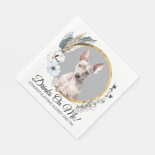 Amerikaanse haarloze terriër bruiloft servetten me (Hoek)