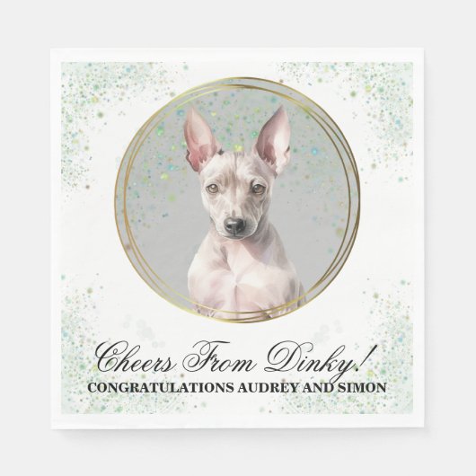 Amerikaanse haarloze terriër bruiloft servetten me (Voorkant)
