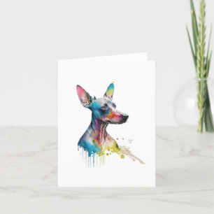 Amerikaanse haarloze terriër hond in Waterverf & P Feestdagen Kaart