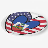 Amerikaanse Haïtiaanse vlag Binnenhart USA Haïti Papieren Bordje (Gekanteld)