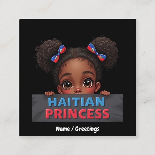 Amerikaanse Haïtiaanse Vlag Dag Haïtiaanse Prinses Vierkante Visitekaartje (Voorkant)