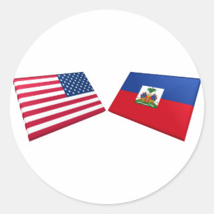 Amerikaanse & Haïtiaanse vlaggen Ronde Sticker