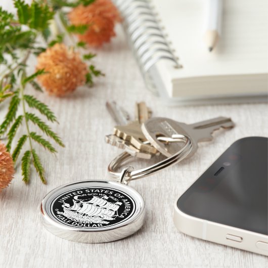Amerikaanse half dollar munt Handgemaakt Sleutelhanger (Zijkant)