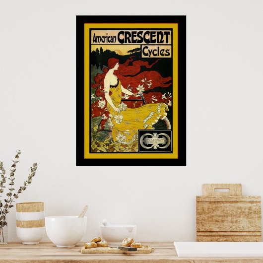 Amerikaanse halsfietsen~ Adverteren Poster (Keuken)