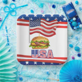 Amerikaanse Hamburger 4 juli Onafhankelijkheidsdag Papieren Bordje (Feest)