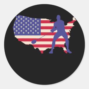 Amerikaanse Hammer Throwing American Flag Hammer T Ronde Sticker