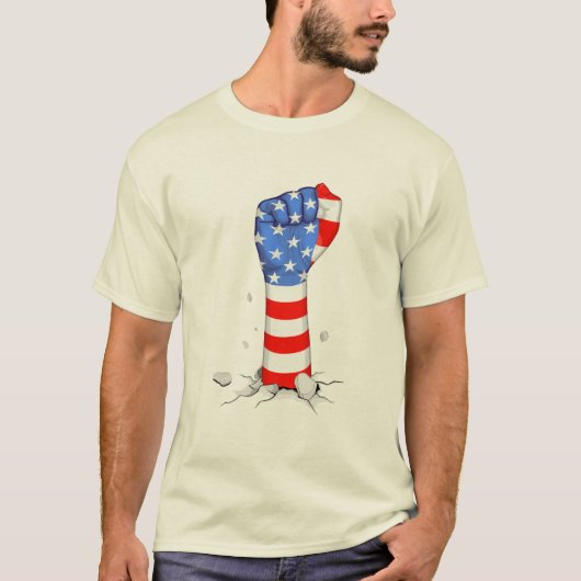Amerikaanse hand vuist vlag t shirt (Voorkant)