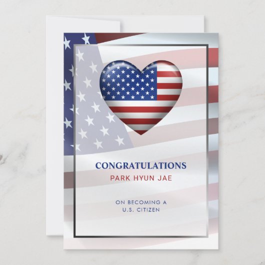 Amerikaanse hartvlag | Goud Lijst | Burgerschap Kaart (Voorkant)