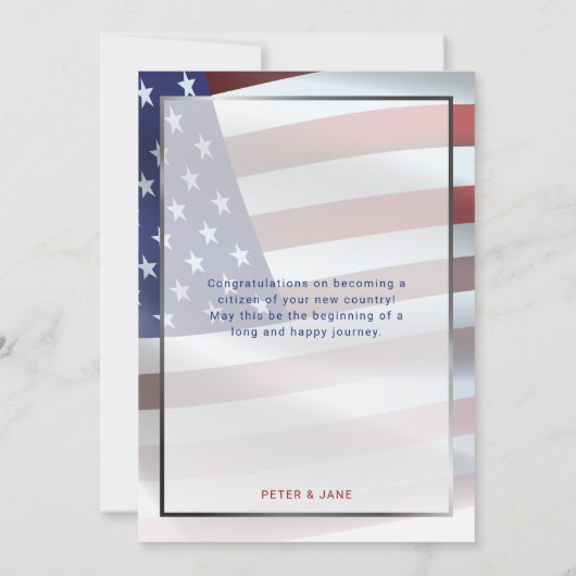 Amerikaanse hartvlag | Goud Lijst | Burgerschap Kaart (Achterkant)