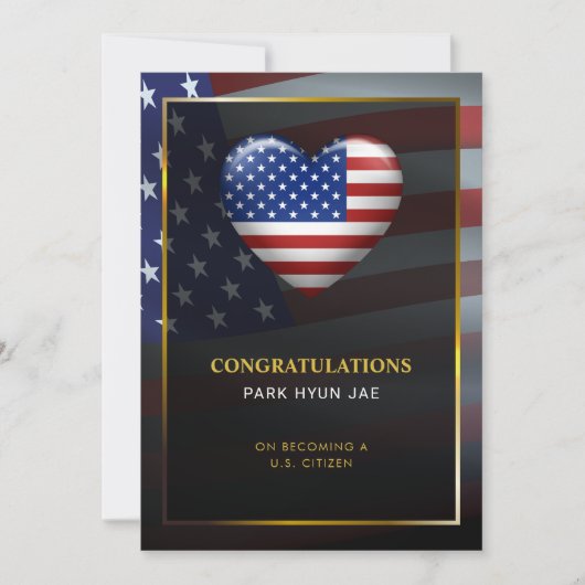 Amerikaanse hartvlag | Goud Lijst | Burgerschap Kaart (Voorkant)
