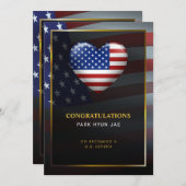 Amerikaanse hartvlag | Goud Lijst | Burgerschap Kaart (Voorkant / Achterkant)