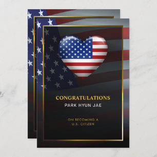 Amerikaanse hartvlag Goud Lijst Burgerschap Kaart