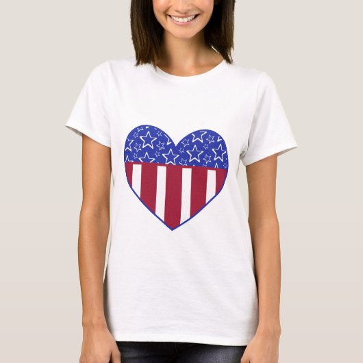 Amerikaanse hartvlag Patriotic T-Shirt (Voorkant)