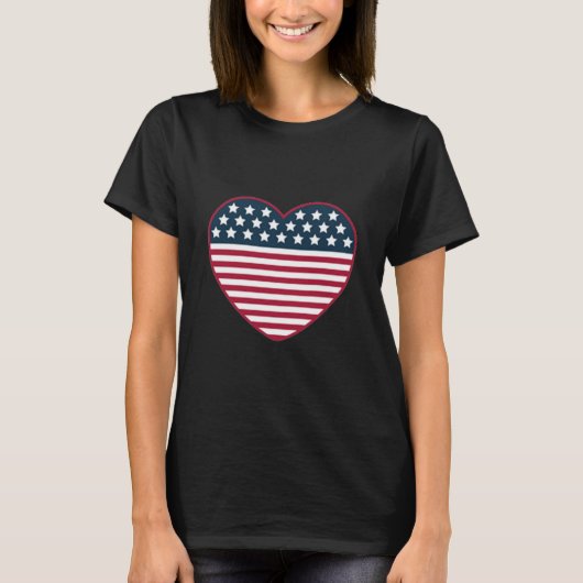 Amerikaanse hartvormige vlag t-shirt (Voorkant)