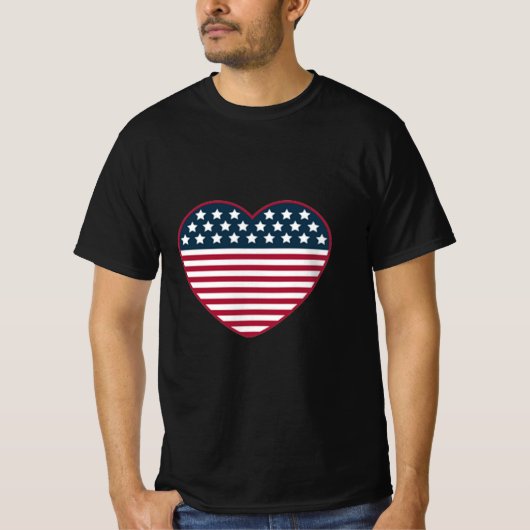 Amerikaanse hartvormige vlag t-shirt (Voorkant)