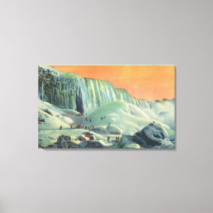 Amerikaanse Herfsten in de winter met zonsondergan Canvas Afdruk
