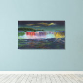 Amerikaanse Herfsten verlicht bij nacht tijdens Wi Canvas Afdruk (Insitu (Houten vloer))