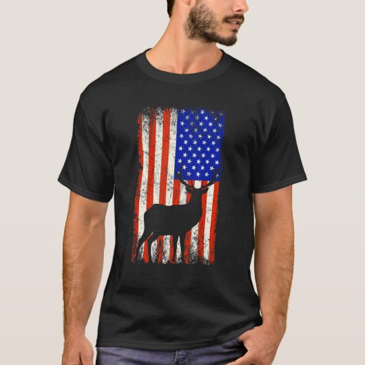 Amerikaanse hertenjager Patriottische Amerikaanse  T-shirt (Voorkant)