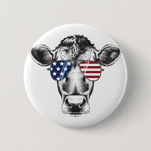 Amerikaanse Hipster-Koe Ronde Button 5,7 Cm (Voorkant)