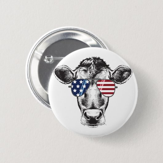 Amerikaanse Hipster-Koe Ronde Button 5,7 Cm (Voorkant /achterkant)