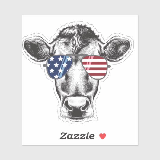 Amerikaanse Hipster-Koe Sticker (Vel)
