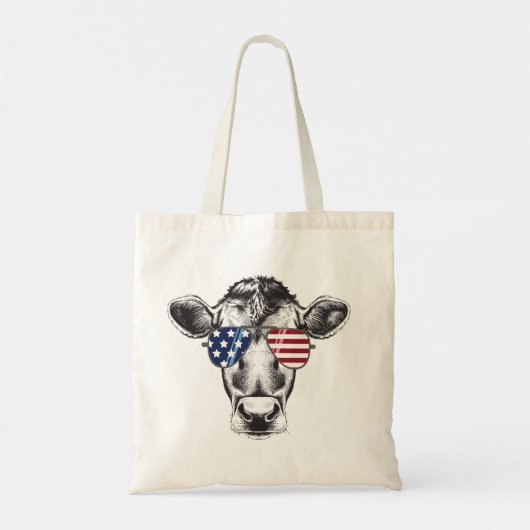 Amerikaanse Hipster-Koe Tote Bag (Achterkant)