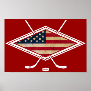 Amerikaanse Hockey Flag Logo Poster