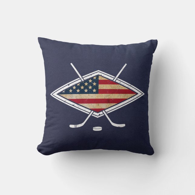 Amerikaanse Hockey Logo Pillow met naam en nummer Kussen (Voorkant)