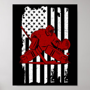 Amerikaanse hockeyspeler - Amerikaanse vlag 4 jul Poster