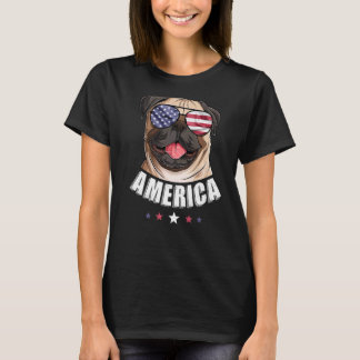 Amerikaanse hond 4 juli Amerikaanse vlag USA Pug T-shirt