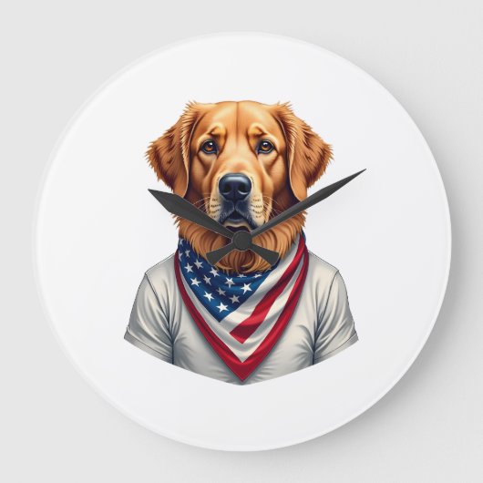 Amerikaanse hond Gouden Retriever Vintage T-shirt Grote Klok (Voorkant)
