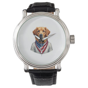 Amerikaanse Hond Gouden Retriever Vintage T-shirt Horloge
