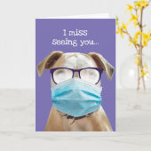 Amerikaanse hond met gezichtsmasker en broekglaasj kaart (Gele Bloem)