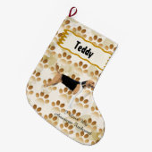 Amerikaanse hond op Tan Leaves Grote Kerstsok (Voorkant (Hangend))