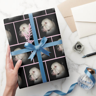 Amerikaanse hond op zwart cadeaupapier