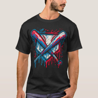 Amerikaanse honkbal druipende graffiti bal en knup t-shirt