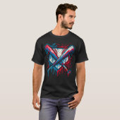 Amerikaanse honkbal druipende graffiti bal en knup t-shirt (Voorkant volledig)
