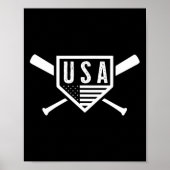  Amerikaanse honkbal en softbal Amerikaanse vlag Poster (Voorkant)
