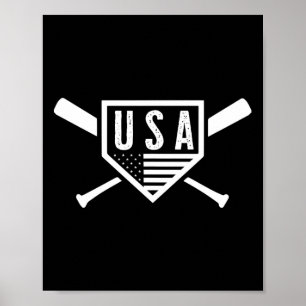  Amerikaanse honkbal en softbal Amerikaanse vlag Poster