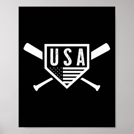  Amerikaanse honkbal en softbal Amerikaanse vlag Poster (Voorkant)