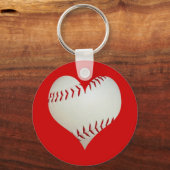 Amerikaanse honkbal in een hartvorm sleutelhanger (Voorkant)