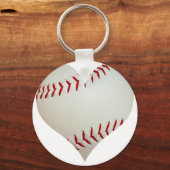 Amerikaanse honkbal in een hartvorm sleutelhanger (Voorkant)