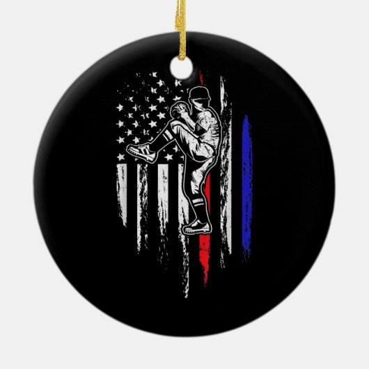 Amerikaanse honkbal Pitcher Verenigde Staten - 4e Keramisch Ornament (Achterkant)
