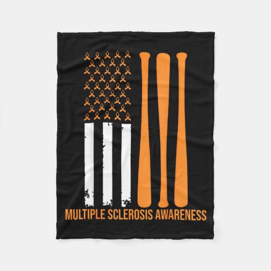 Amerikaanse honkbal sport multiple sclerose bewust fleece deken (Voorkant)
