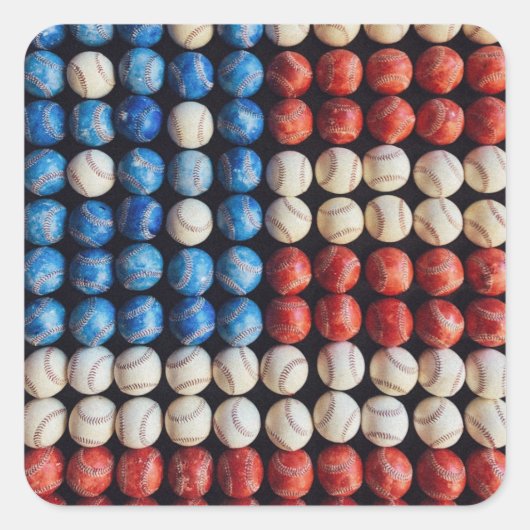 Amerikaanse honkbalvlag vierkante sticker (Voorkant)