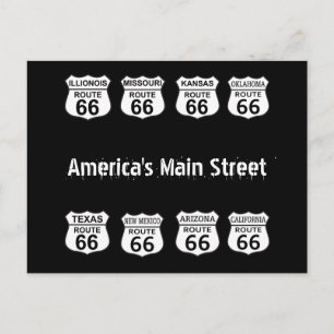 Amerikaanse hoofdstraat Route 66 Briefkaart